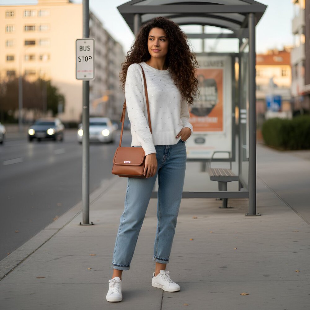 Cream Long Sleeve Knit Sweater I SMALL SIZE I  with Sparkle Accents